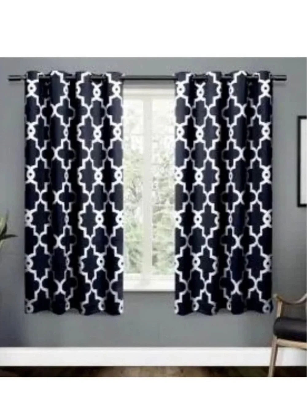 Black & White Boho Bohemian Morocan Panel Curtains Set of 2 Geometric Curtains